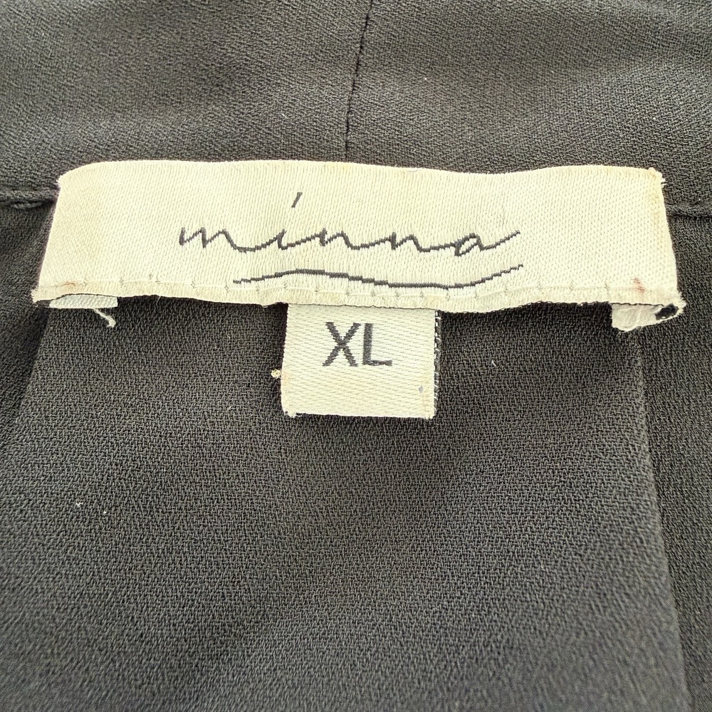 Minna Womens Tie-Neck Flutter Sleeve Solid Black Top Size XL - Picture 5 of 5